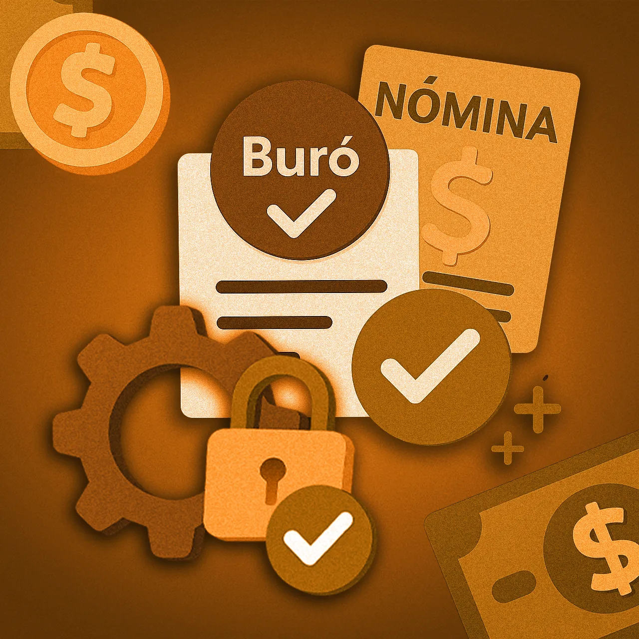 Crédito vía nómina en México 2026 para trabajadores y jubilados. Banner promocional de CrediNomina Plus con íconos de seguridad, nómina y dinero, guía definitiva sobre préstamos fáciles y soluciones financieras inmediatas.