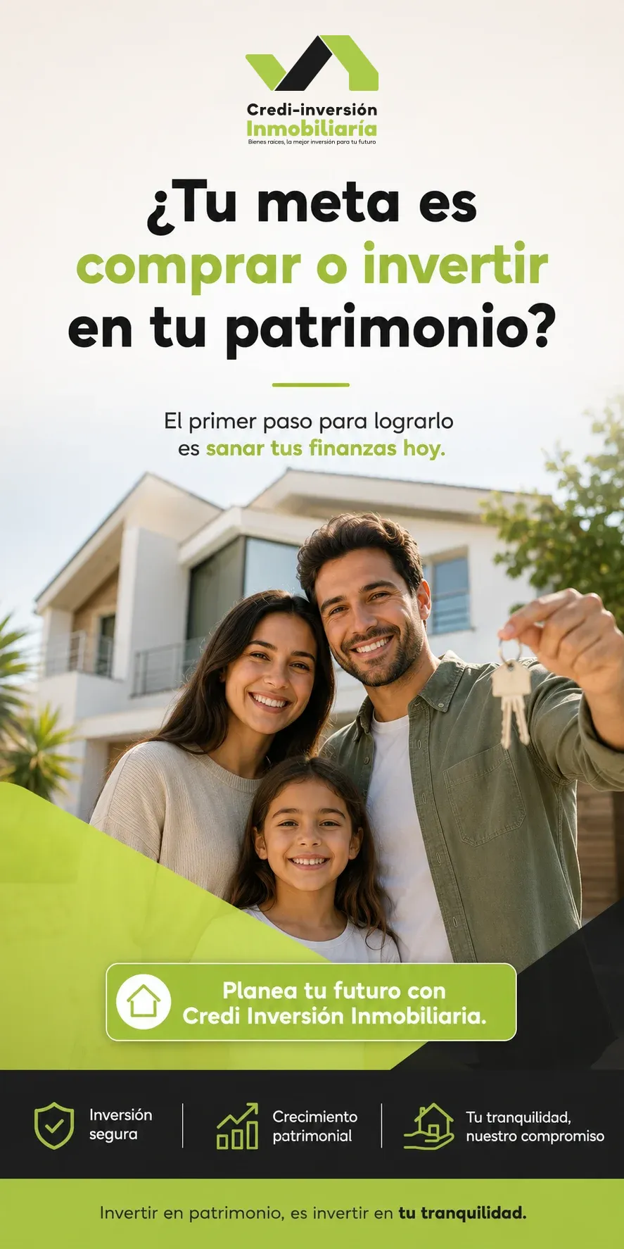 Banner de Credi Inversión Inmobiliaria para comprar o invertir en tu patrimonio.